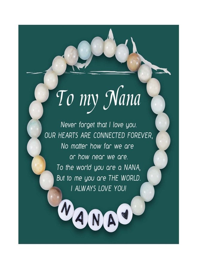 SUNSH Gifts for Nana Grandma Granny Beaded Bracelet Natural Stone Blessing Bracelet Women's Stretch Bracelets from Grandson Granddaughter Mother's day Birthday Christmas Nana Presents - Image 1
